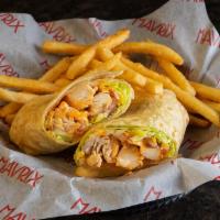 Buffalo Chicken Wrap · Grilled chicken topped with hot sauce, lettuce, cheddar Jack, tomatoes, red onions and your ...