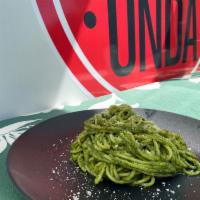 Pesto · Macadamia & Basil Pesto tossed with Fresh Pasta. (VEGETARIAN)