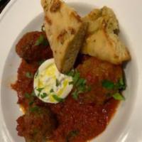 Meatballs and Whole Burrata Cheese · House made meatballs in marinara, burrata cheese, extra virgin olive oil, parsley, focaccia 