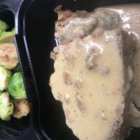 Keto Meatloaf w/Pan Seared Brussel Sprouts · Delicious top quality ground Beef filled with cheese,cream, and sauteed onions with no bread...