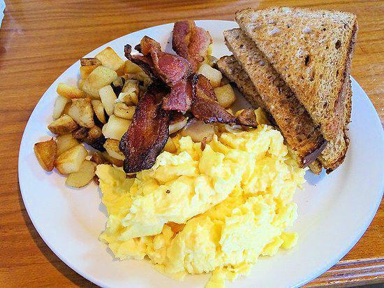 Breakfast Platter · 2 eggs scrambled with choice of meat brunch potatoes and toast.
