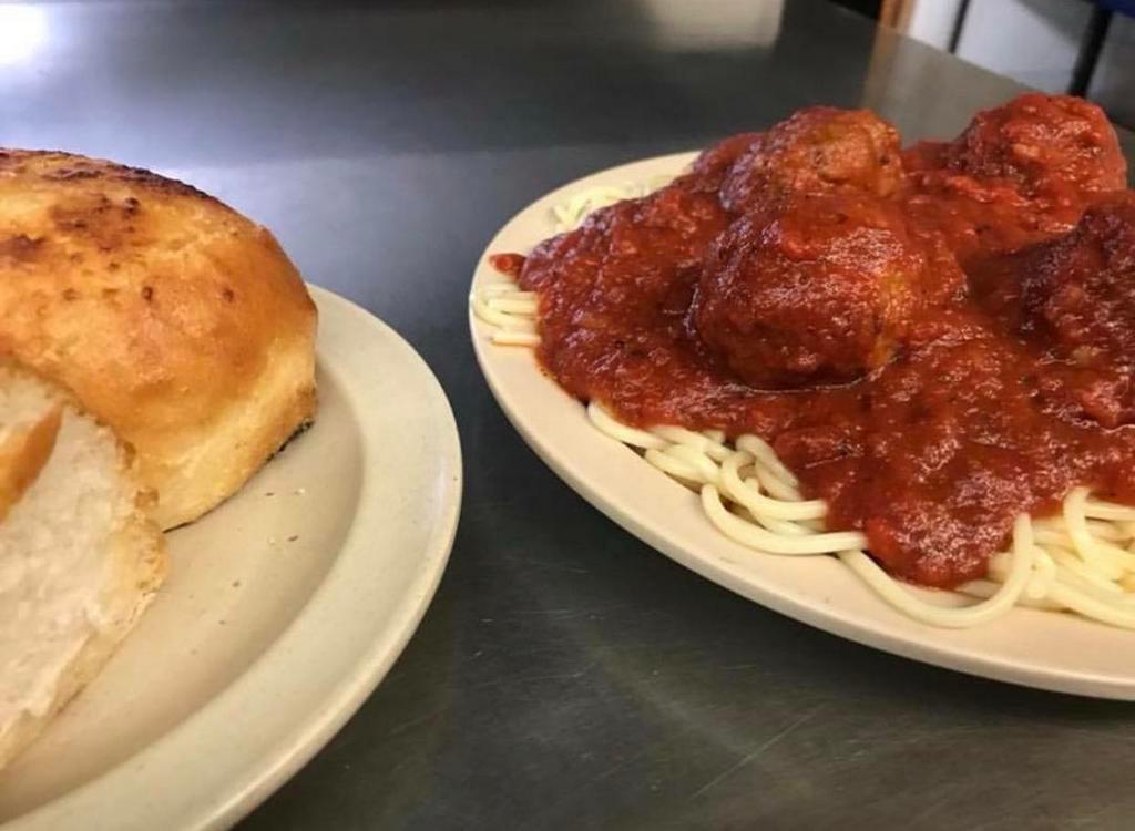Double 1 Item Spaghetti · Spaghetti served with your choice of meatballs, meatsauce, or mushrooms. Your choice of Garlic or plain bread.