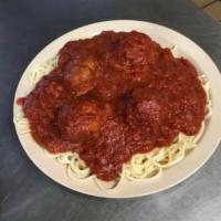 Double 2 Item Spaghetti · Spaghetti served with your choice of meatballs, meatsauce, or mushroom. Your choice of garli...