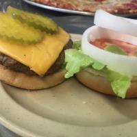 Cheeseburger · Served with lettuce, tomato, onion, mayonnaise and pickle.