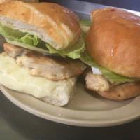 Grilled chicken sandwich · Grilled chicken with mayo, lettuce, and provolone cheese. 