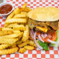 Gyro Burger · one beef pattie and gyro meat 