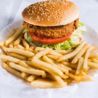 Chicken Sandwich Combo · Served with french fries and soda.