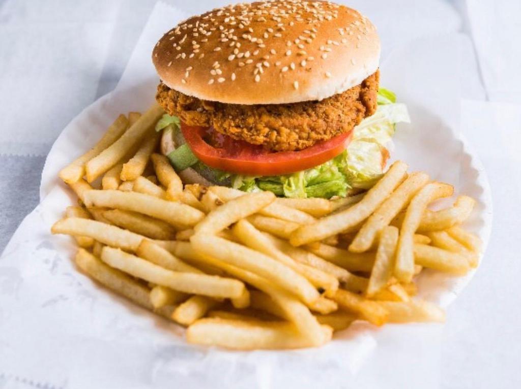 Chicken Sandwich Combo · Served with french fries and soda.