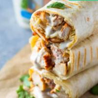 Greek Wrap · Tzatziki, lettuce, tomato, onions, feta, olives. Add chicken for an additional charge. 
