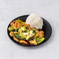 55. Chicken with Broccoli · With white rice.