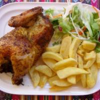 4. Half Chicken Combo  · 1/2 pollo with 2 opciones. Half chicken with 2 options. 