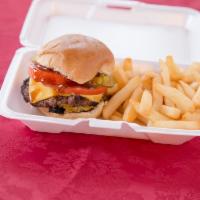 6. Bacon Cheeseburger Combo · Served with fries and can soda.