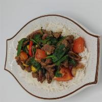 Lamb Spinach tibs with Rice · 