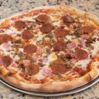 Meat Lovers Pizza · Pepperoni, ham, sausage, beef, salami and bacon. 