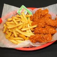 Buffalo Tenders · Served with fries and dipping sauce. 