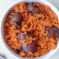 Jollof Rice with Meat · Beef Jollof is made using the Jollof stew and succulent tender fried beef.