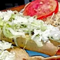 Flautas · 3 pieces. Chicken, beef, pork or mashed potato. Served with a lettuce salad, cheese and sour...