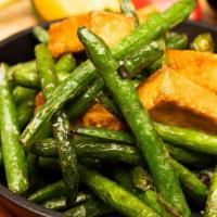 23. Wok Fired String Bean with Ginger · Five-spice tofu, string bean with ginger soy sauce.