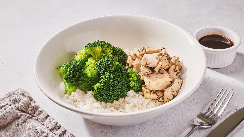 Chicken and Rice Bowl (GF) by Kitava To Go · By Kitava To Go. Herb roasted free-range organic chicken served with broccoli, your choice of rice, and a green goddess sauce. Good for: gluten-free, paleo, whole30. We cannot make substitutions.