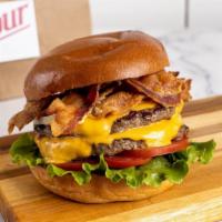 Double Bacon Cheeseburger by Calibur Express · By Calibur Express. 1/2 lb fresh, organic, grass fed California beef with double American ch...