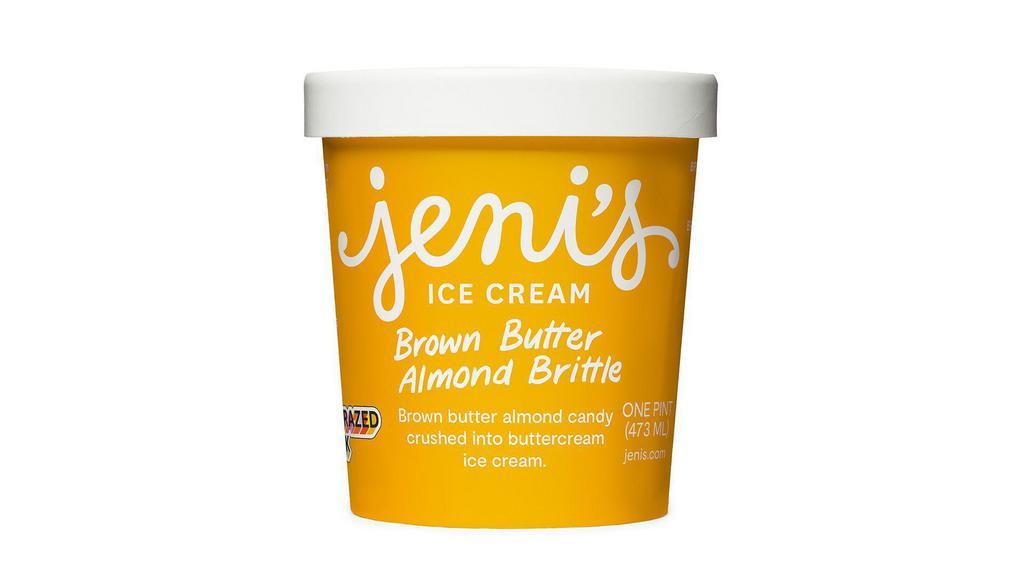 Brown Butter Almond Brittle (GF) by Jeni's Splendid Ice Creams · By Jeni's Splendid Ice Creams. Brown-butter-almond candy crushed into buttercream ice cream. Contains tree nuts and dairy. We cannot make substitutions.