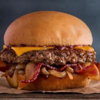Cheddar Bacon Burger · Quarter pound of fresh, never-frozen Certified Angus Beef®, Tillamook® Cheddar Cheese, Apple...