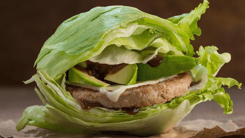 The Lean Green · All Natural Lean Turkey Iceburger, Swiss Cheese, Fresh Avocado, BBQ Sauce