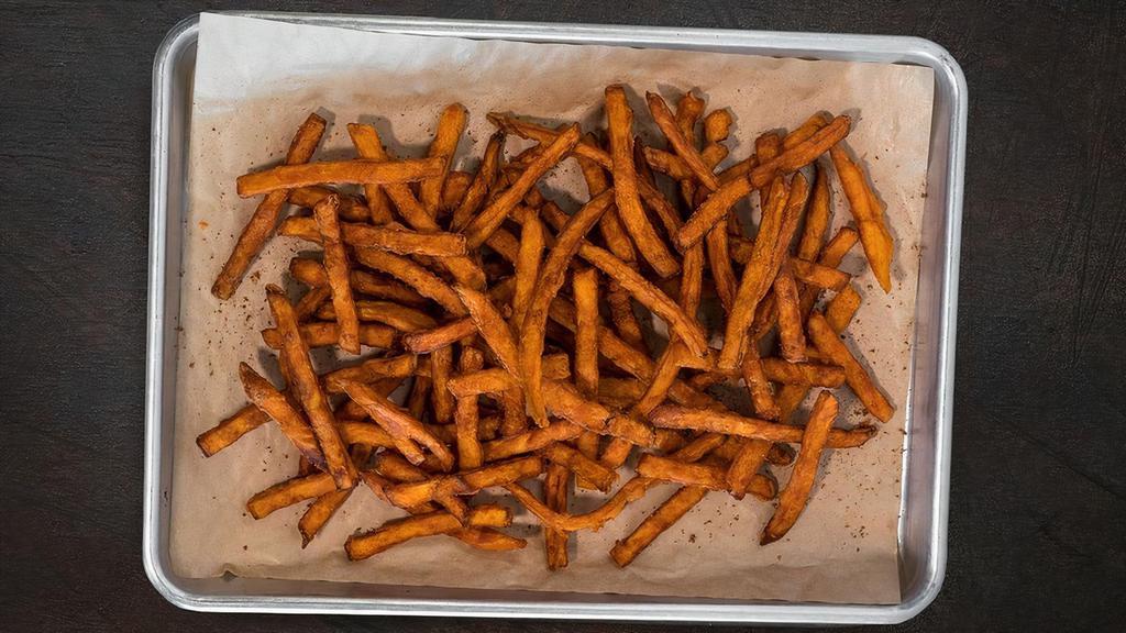 Shareable Sweet Potato Fries · Cooked in Trans-Fat Free Oil (No Cholesterol)