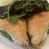 Eggplant Panini · Smoked Eggplant, and Roasted Red Pepper Panini with Sonoma Goat Cheese, Basil Aioli and Baby...