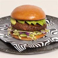 Aura Burger · Good vibes only. Impossible burger, slaw, avocado, mayo.