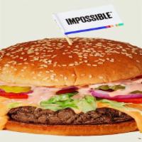 Impossible Burger (KIB) · It crisps like beef, has a pink juicy center, a satisfying meaty flavor burger