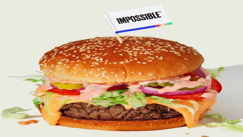 Impossible Burger (KIB) · It crisps like beef, has a pink juicy center, a satisfying meaty flavor burger