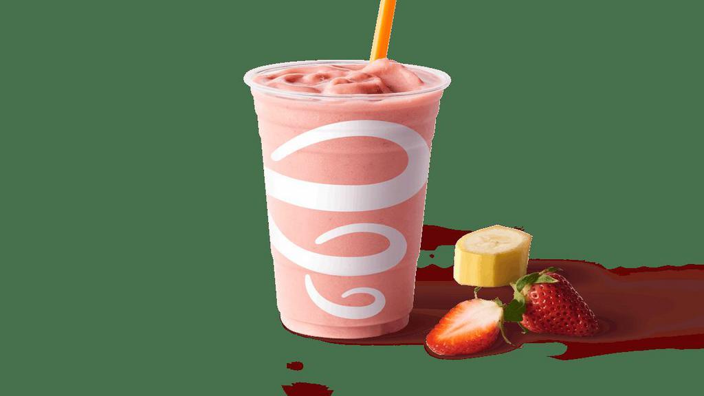 Strawberries Wild®  · apple pear strawberry juice blend, fat free vanilla frozen yogurt, strawberries, bananas. 340 cal . Whirl'd Famous!. (Contains: Milk)