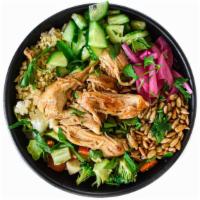 Chicken Hearty Bowl · base of millet & rice + juicy slow roasted chicken, cauliflower, broccoli, carrots, roasted ...