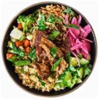 Pork Shoulder Hearty Bowl · base of millet & rice + tender slow roasted pork shoulder, cauliflower, broccoli, carrots, r...