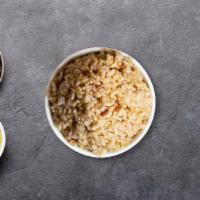 Brown Rice · Freshly steamed brown rice.