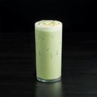 Iced Matcha Latte · Pure Matcha Green Tea and milk poured over ice. Available unsweetened or sweetened with simp...