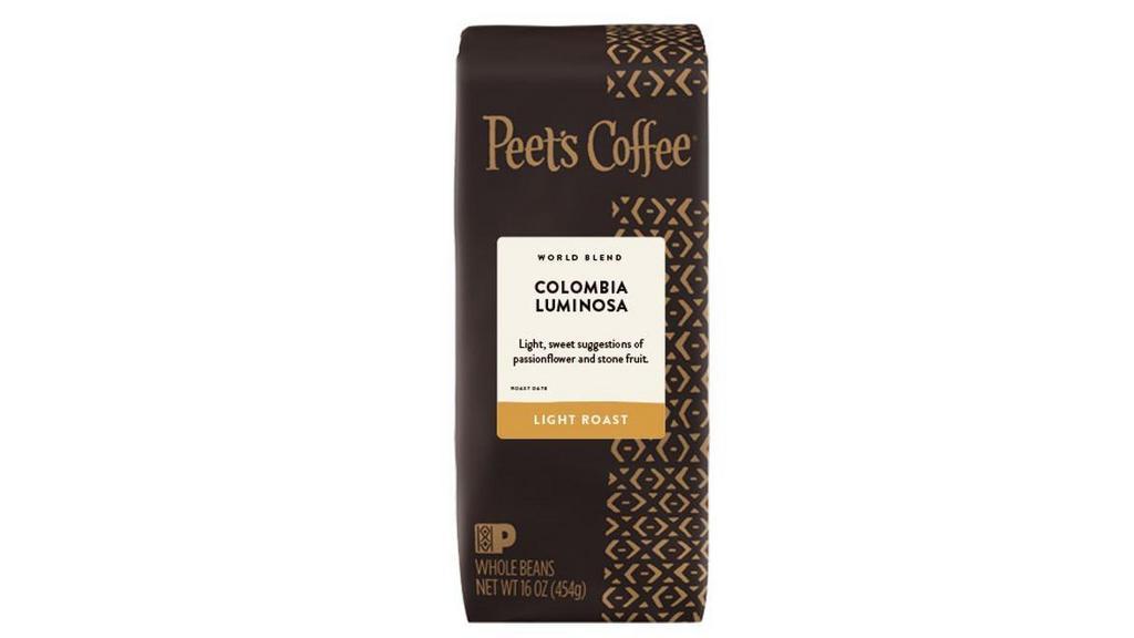 Light Roast Colombia Luminosa Beans · Pleasant mild, smooth flavor with delicately sweet aromas. Light Roast.. Our lightest and brightest roast with exceptional flavor that is distinctly Peet's. In Colombia, 