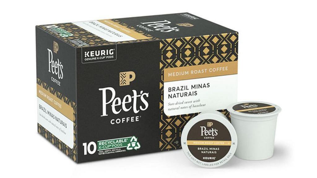 Single Origin Brazil K-Cup® Pods (10CT) · Naturally processed coffee cherries from the Minas Gerais region, sweetened by the Brazilian sun. A thoroughly sweet cup with mild fruit and caramel notes, unctuous hazelnut, and smooth, full body. Packaging may vary.