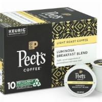 Colombia Luminosa K-Cup® Pods  (10Ct) · A light roast with exceptional flavor that is distinctly Peet's. Pleasantly mild, smooth fla...