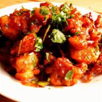 Vegan Gobi Manchurian ( Cauliflower Himalayan Style)  · Indo-Chinese appetizer made with fried cauliflower, bell pepper, capsicum, hot garlic sauce,...
