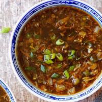 Vegan Big Hot and Sour Soup (Indo-Oriental) · Rich and spicy soup mixed with indian spices.