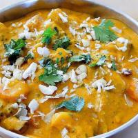 Paneer Veggie Korma (16 Oz) · Vegetable with cheese and nuts and mild creamy sauce.