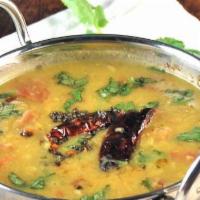 Dal Tadka (16 Oz) · Yellow lentil with herbs and spices, then sautéed in butter and garnished with fresh coriand...