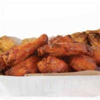 75 Wings · 75 Pit-Smoked Bone-In or traditional Boneless wings with up to 5 sauces *Dips & Veggie Stick...