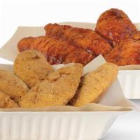 20 Crispy Tenders · 20 Breaded Tenders with up to 2 sauces *Dips & Veggie Sticks not Included*