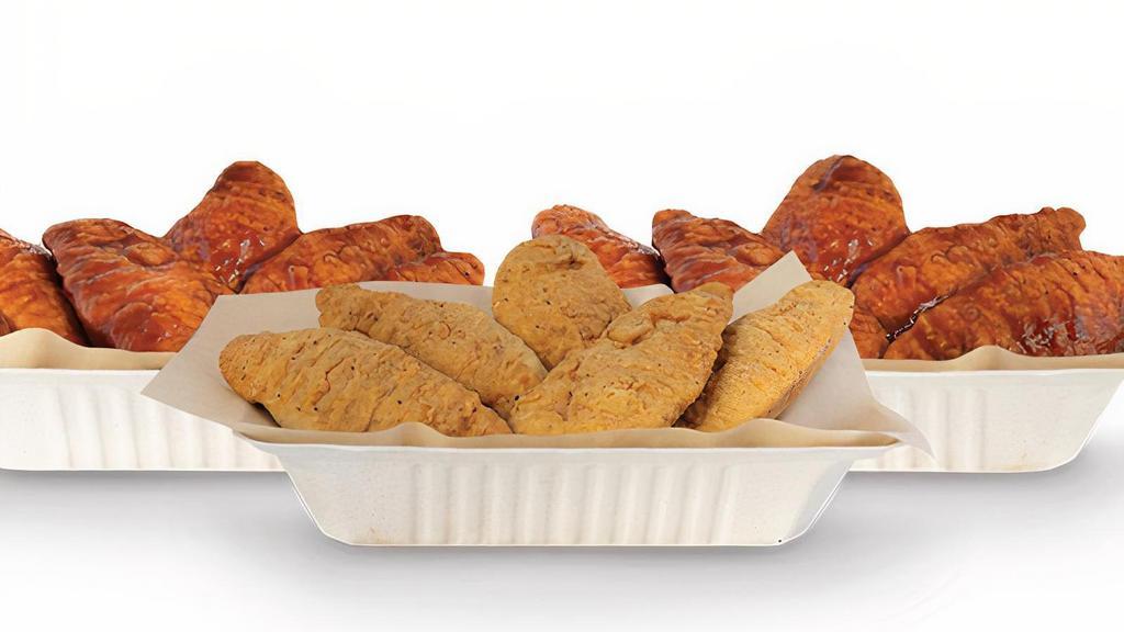 30 Crispy Tenders · 30 Breaded Tenders with up to 3 sauces *Dips & Veggie Sticks not Included*