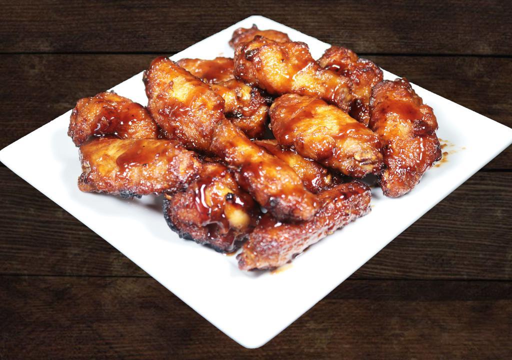 Teriyaki Wings · Oven roasted wings. Sweet and tangy, these meaty wings are coated in delicious our Teriyaki sauce. Served with ranch dipping sauce.