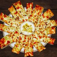 Cheesy Garlic Bites (12 Pcs) · Pan cooked pizza bread, garlic sauce, mozzarella cheese, topped with rousted garlic. Served ...