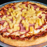 Hawaiian Pizza · Cheese, ham, green peppers, pineapple, and fresh tomato.